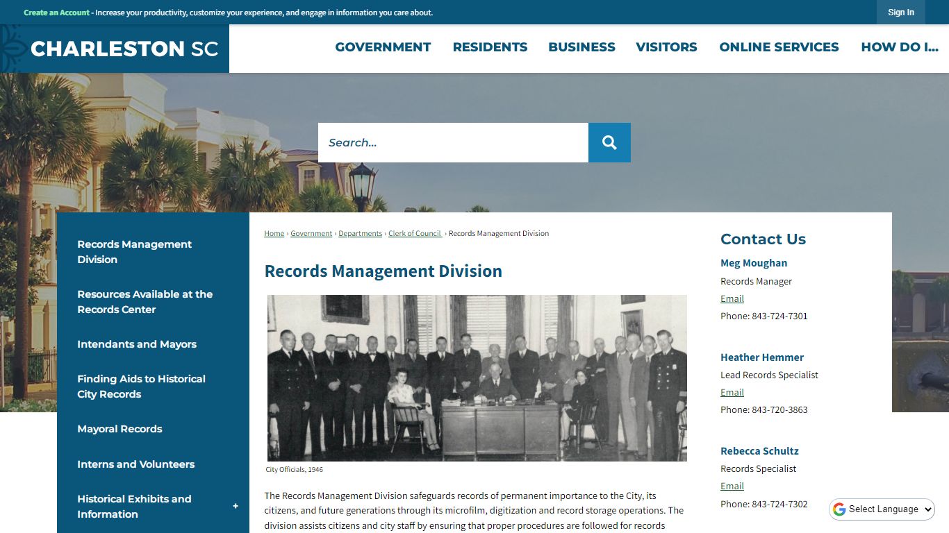 Records Management Division | Charleston, SC - Official Website